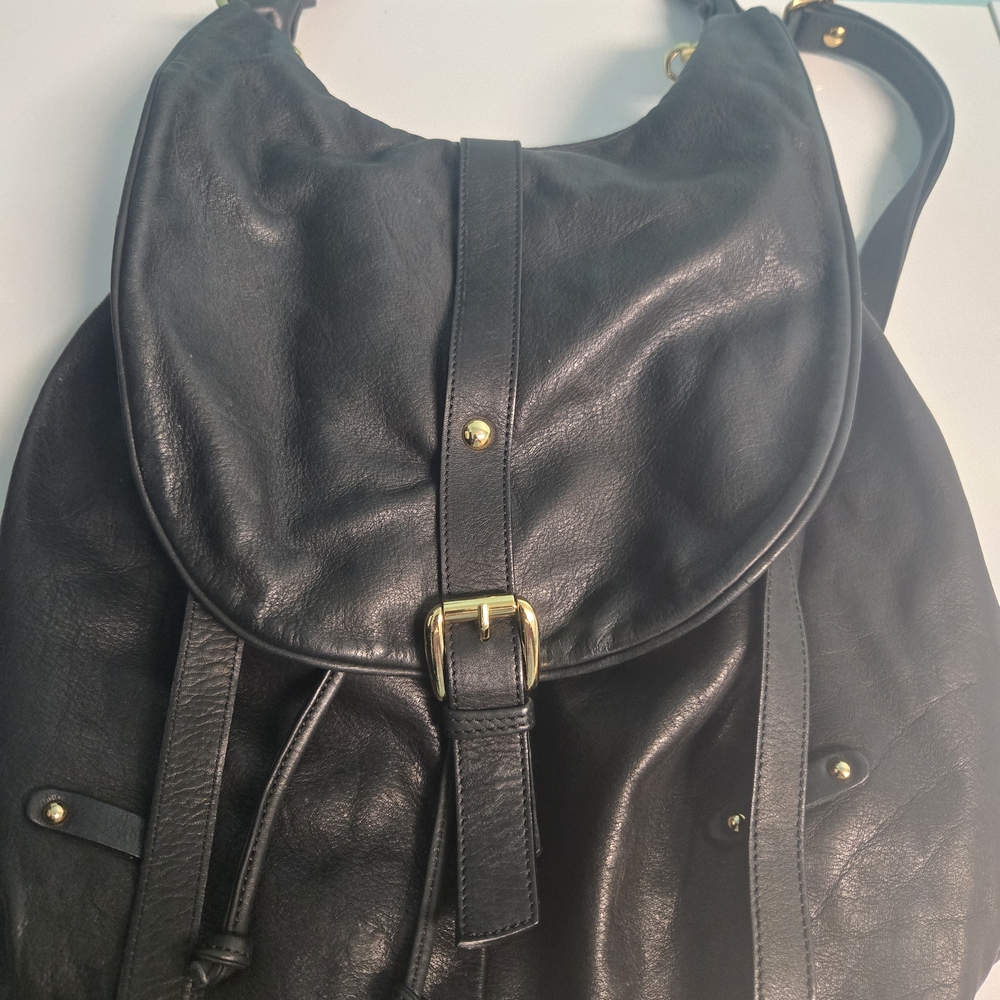 Elegant Black Leather Backpack